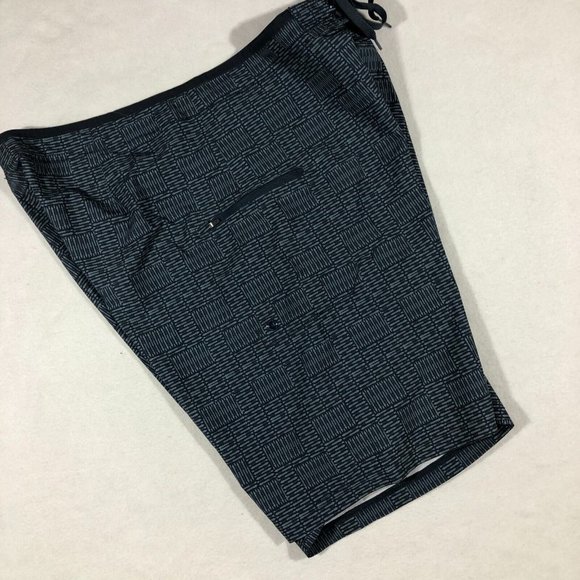 Prana Mens 38 UPF 50+ Swim Shorts Blue Graphic Print Outdoors Summer - Picture 6 of 8